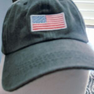 Olive Green Cap with American Flag Patch